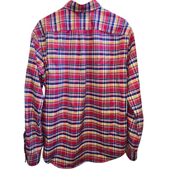 Ralph Lauren pink blue plaid Dress Shirt long sleeve button men. size Large. - Picture 2 of 6